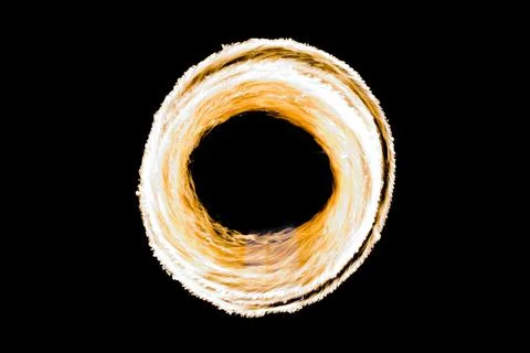 Circle spinning fire ring with space isolated on black background Stock Photos