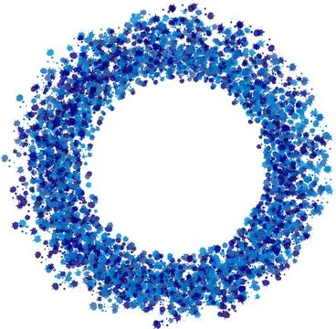 Circle of splashes of shades of blue on a white background Illustrazione stock