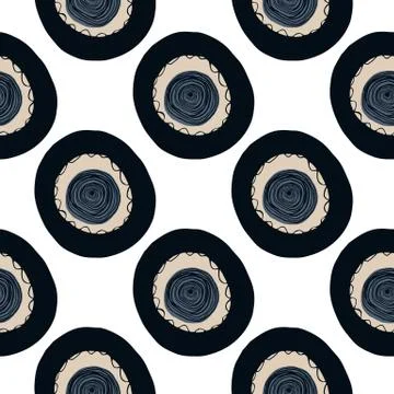 Circle spot silhouettes seamless pattern. Abstract geometry design with black Stock Illustration