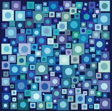 Circle square collection in many blue purple over deep blue Illustrazione stock