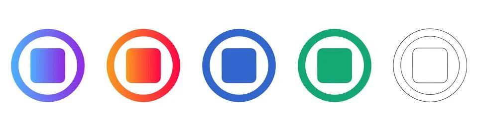 Circle Square Icon Set for Interface Design Stock Illustration