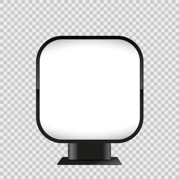 Circle square signage light box billboard. Vector black metal square lightb.. Stock Illustration