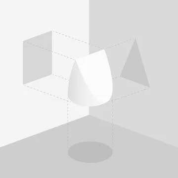 Circle Square Triangle Shadow Different Points Of View Same Object Stock Illustration