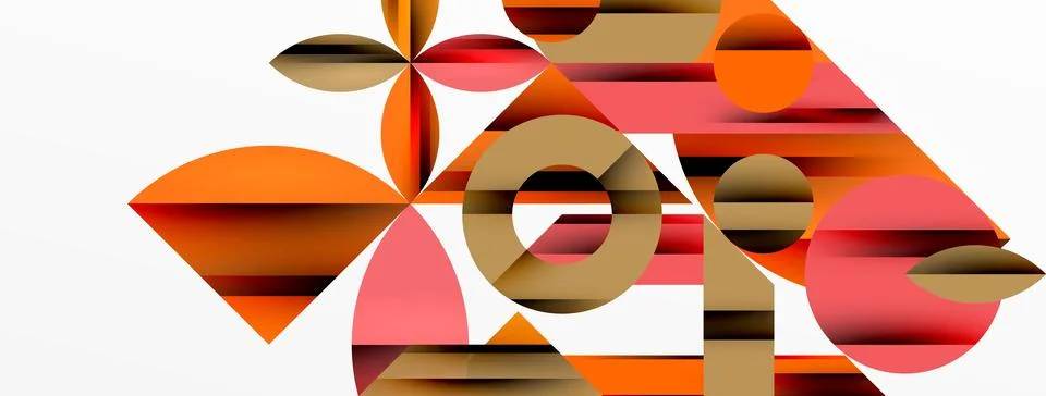 Circle, square, triangle shapes geometric minimal background Illustrazione stock