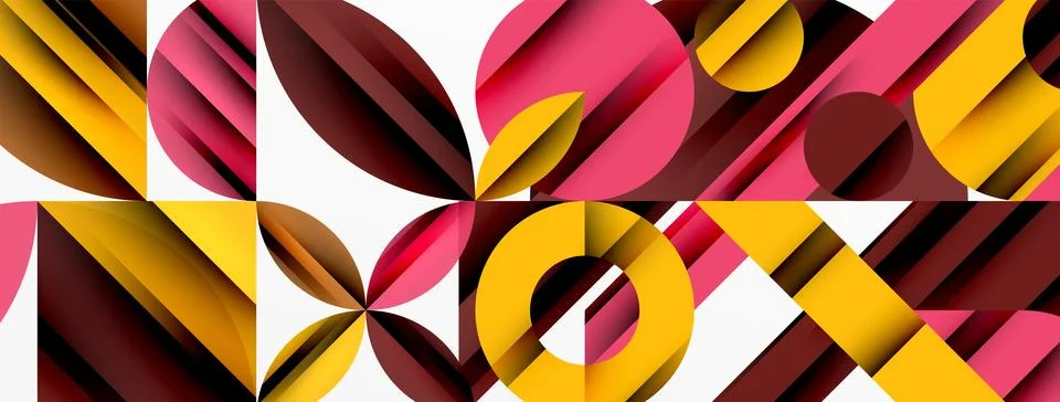 Circle, square, triangle shapes geometric minimal background Stock Illustration