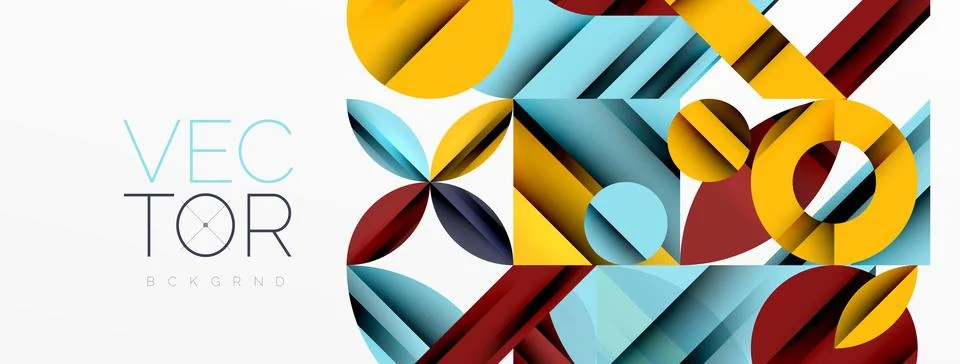 Circle, square, triangle shapes geometric minimal background Stock Illustration