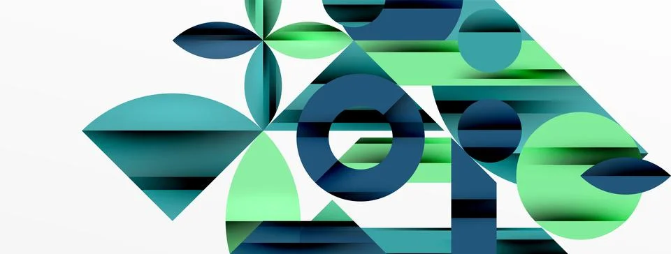Circle, square, triangle shapes geometric minimal background Stock Illustration