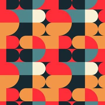 Circle squares irregular seamless pattern Stock Illustration