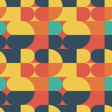 Circle squares irregular seamless pattern Illustrazione stock