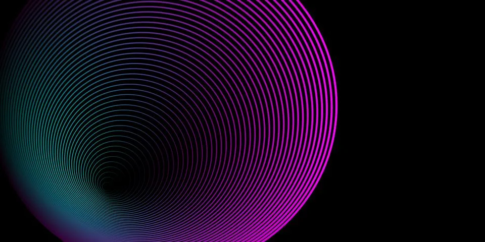 Circle with squeeze effect. Abstract neon lines. Modern vector background. Illustrazione stock