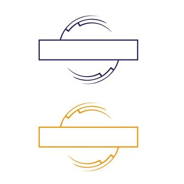 Circle stamp frame template. Vector draft element for stamp seals in blue color Stock Illustration