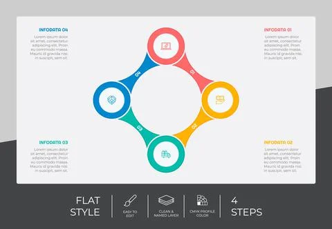 Circle step infographic vector design with 4 steps &amp; colorful style for prese 스톡 일러스트