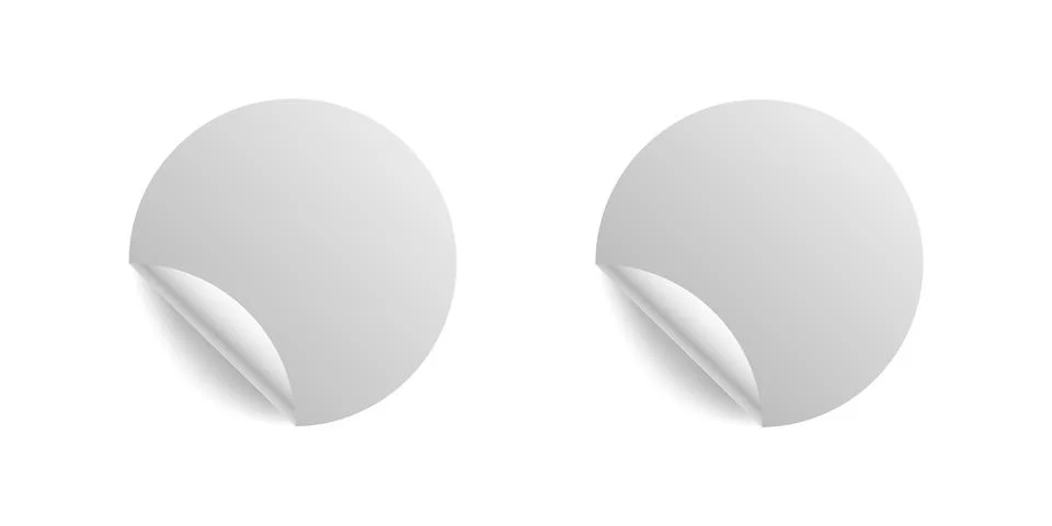 Circle sticker vector illustration. Round curl flip peel sticky. White backgr Stock Illustration