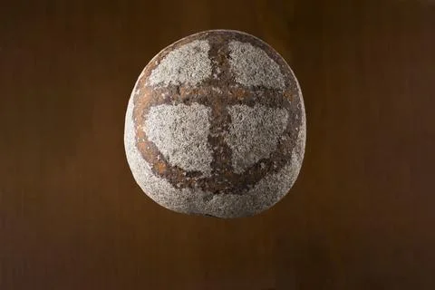 Circle stone with cross shape paint Stock Photos