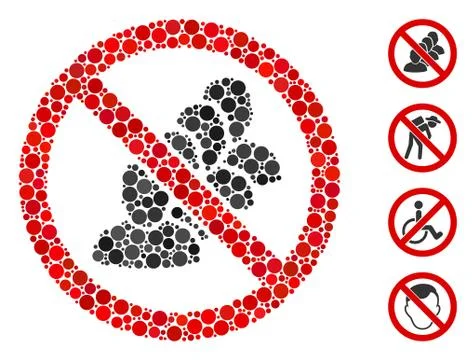 Circle Stop People Queue Icon Collage Stock Illustration