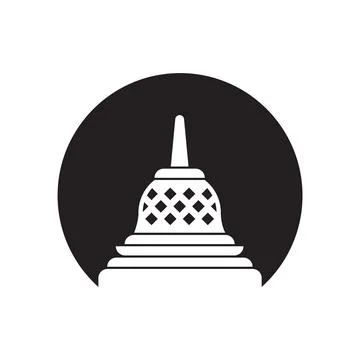 Circle stupa borobudur icon vector isolated on white background. Stock-Illustration