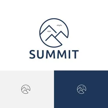 Circle Summit Mountain Nature Simple Monoline Logo Stock Illustration