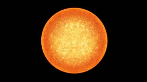 Circle Sun Close Up to surface with flame moving in sun overlay effect Stock Footage 322952309