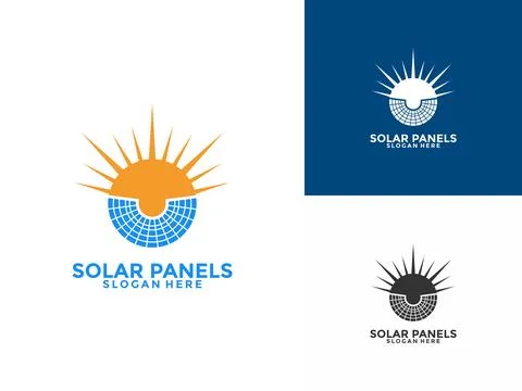 Circle Sun Solar panel logo vector design. Solar Energy logo icon vector te.. Stock Illustration