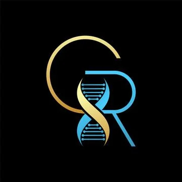 Circle swoosh initial CR font DNA helix infinity tech health care atom cell Stock Illustration