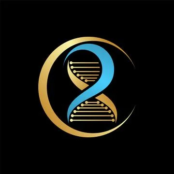 Circle swoosh initial R font DNA helix infinity medical health care atom cell Illustrazione stock