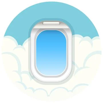 Circle symbol with airplane window on white background Stock Illustration
