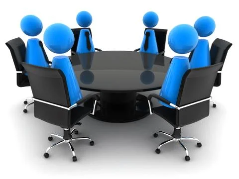 Circle table and abstract men (done in 3d) 스톡 일러스트