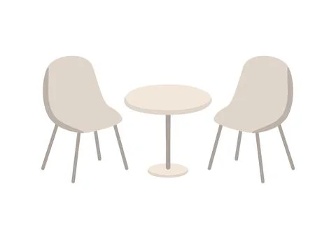 Circle table and two chairs furniture, seats in interior. Office, cafe Stock Illustration