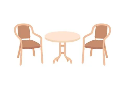 Circle table and two chairs furniture, seats in interior. Office, cafe Stock Illustration