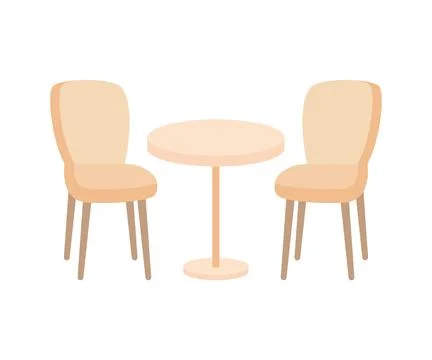 Circle table and two chairs furniture, seats in interior. Office, cafe Stock Illustration