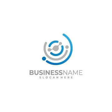 Circle Tech Logo line connection concept design Stock Illustration