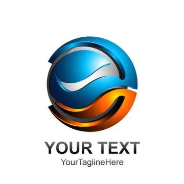 Circle tech sphere logo template colored blue orange for your business Stock Illustration