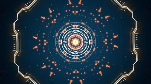 Circle technological background with light effect. 스톡 일러스트