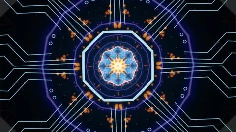 Circle technological background with light effect. 스톡 일러스트