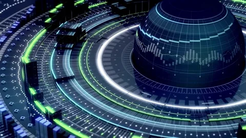 Circle technology animation in cyberspace data background with digital flow. Stock Footage 334023862