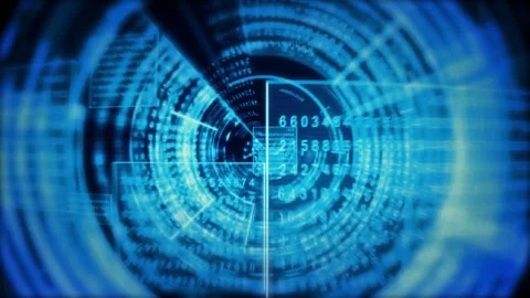 Circle technology animation in cyberspace data background with digital flow. Stock Footage 334027107