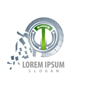 Circle technology T letter concept design. Symbol graphic template element ve Stock Illustration