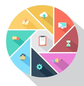 Circle  template with flat icons 스톡 일러스트
