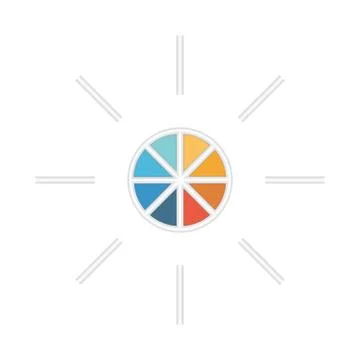 Circle template infographic with text areas on 8 parts. Stock Illustration