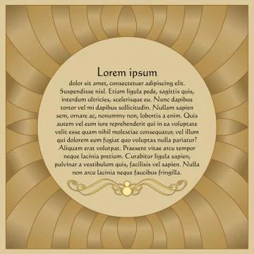 Circle text frame in luxurious design, golden decor, gradient 3d effect Stock Illustration