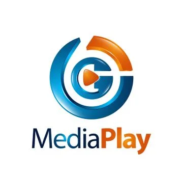 Circle three dimensional media play logo concept design Stock Illustration