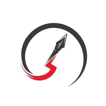 Circle thunder spear icon vector illustration concept design template 库存插图