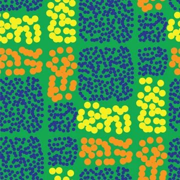 Circle Tile Colour Seamless Pattern on Green Stock-Illustration