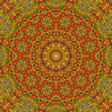 Circle tile mandala, pale arabesque with glass rose flowers Stock Illustration