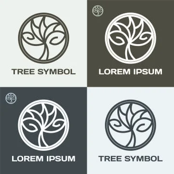 Circle tree logo design Stock Illustration