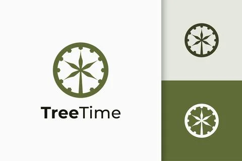 Circle tree time logo in simple and modern shape for tech company Stock Illustration
