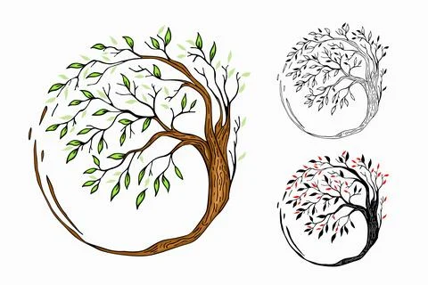 Circle Tree vector logo a symbol of life Stock Illustration