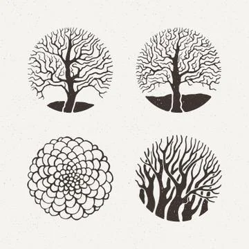 Circle trees set. Vector illustration. Pattern geometric figure Stock Illustration