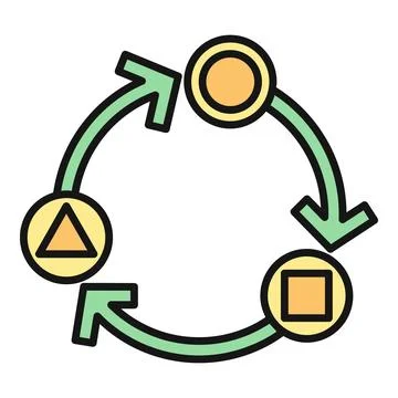 Circle triangle square continuous cycle process icon 스톡 일러스트