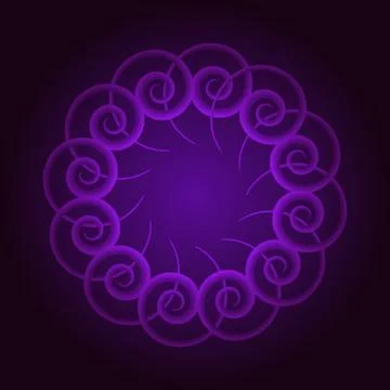 Circle of twisted luminous violet elements for design. Stock Illustration